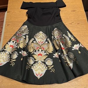 Ted Baker London Off The Shoulder Metallic Jacquard Dress